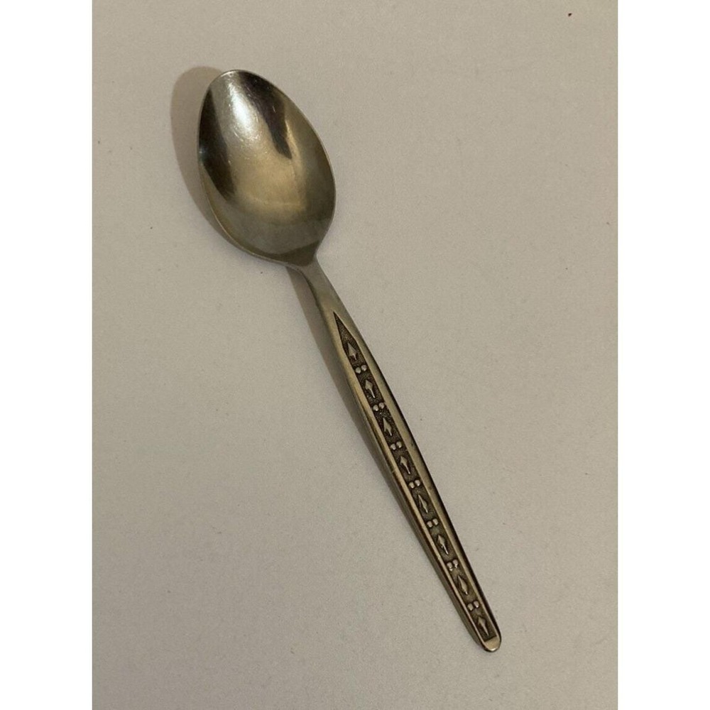 Continental Japan CSS33 Dots Diamonds Textured Place Oval Soup‎ Spoon Vtg